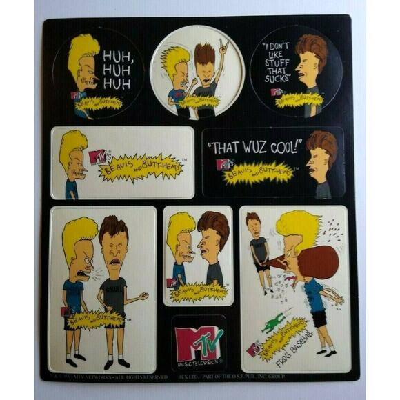 Beavis And Butt-Head Photo Stickers Sheet Vintage Licensed 1993 Cartoon MTV - Picture 4 of 4
